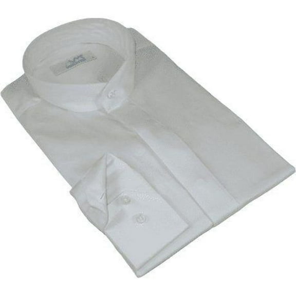 Mens CEREMONIA Pastor Shirt 100% Cotton Turkey Banded Collar #stn 17 hyk Ivory