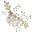 thumbnail image 3 of Golden Alloy Hair Comb for Women with Pearl and Rhinestone Design for Weddings and Special, 3 of 3