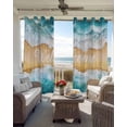 thumbnail image 6 of Coastal Beach Kitchen Curtains Modern Text Summer Ocean Wave Cafe Short Curtains for Bathroom Blackout Window Curtain Grommet Small Window Treatment Tier Drapes for Bedroom Living Room 52"x45"x2, 6 of 9
