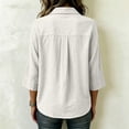 thumbnail image 4 of Gaukiv Womens Shirts Three Quarter Sleeve Collared Blouse Loose Fit Summer Tops White S, 4 of 4