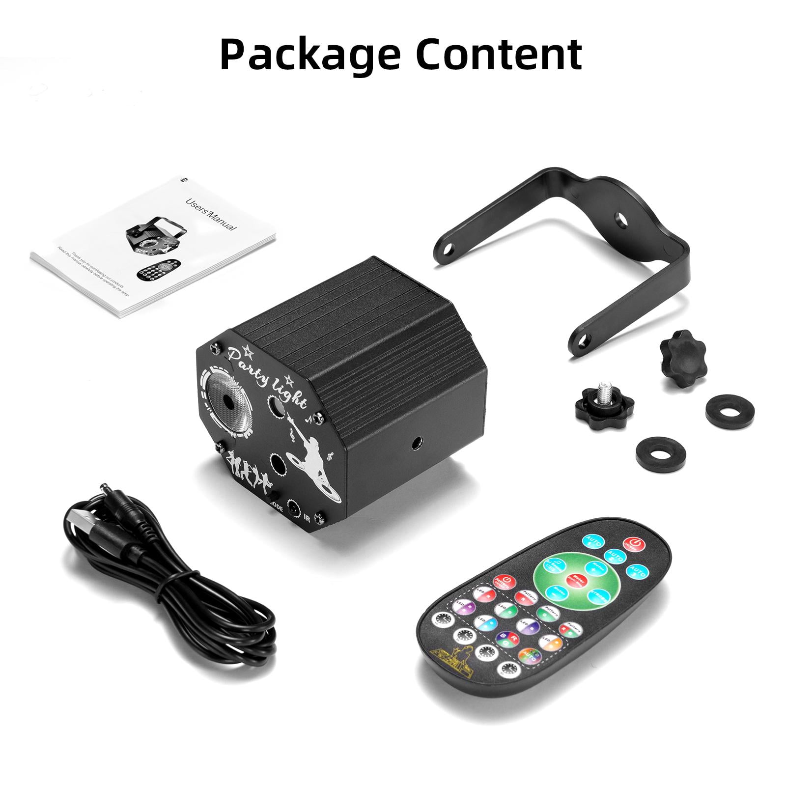 Pogolab DJ Laser Party Lights, RGB LED Disco Light, Sound Activated Projector Strobe Light with Remote Control for Christmas Halloween Decorations Karaoke Birthday Dance Wedding Stage Show