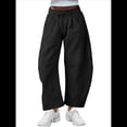 thumbnail image 3 of Pantalones Deportivos para Mujer con Cintura Elástica, Pierna y Cordón Ajustable, Estilo Palazzo Informal con Bolsillos. Negro XL, 3 of 9
