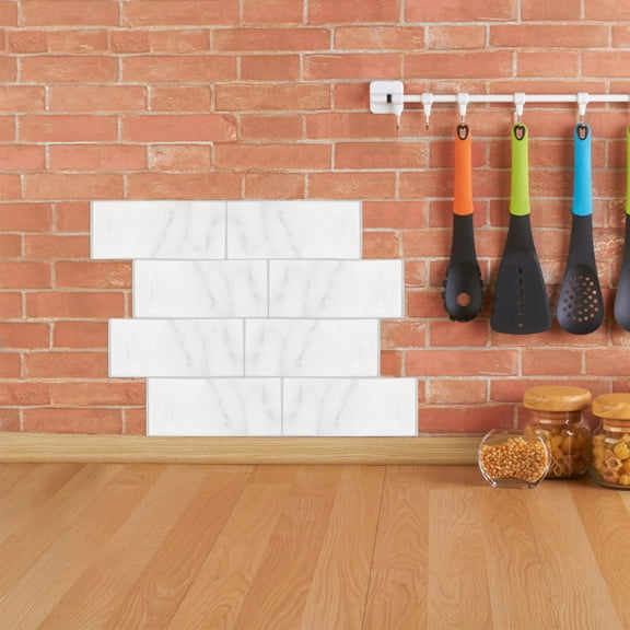 FELTECHELECTR Modern Light Grey Wall Sticker with Thicker Design Peel and Stick Tile Backsplash for Renters 1 Sheet