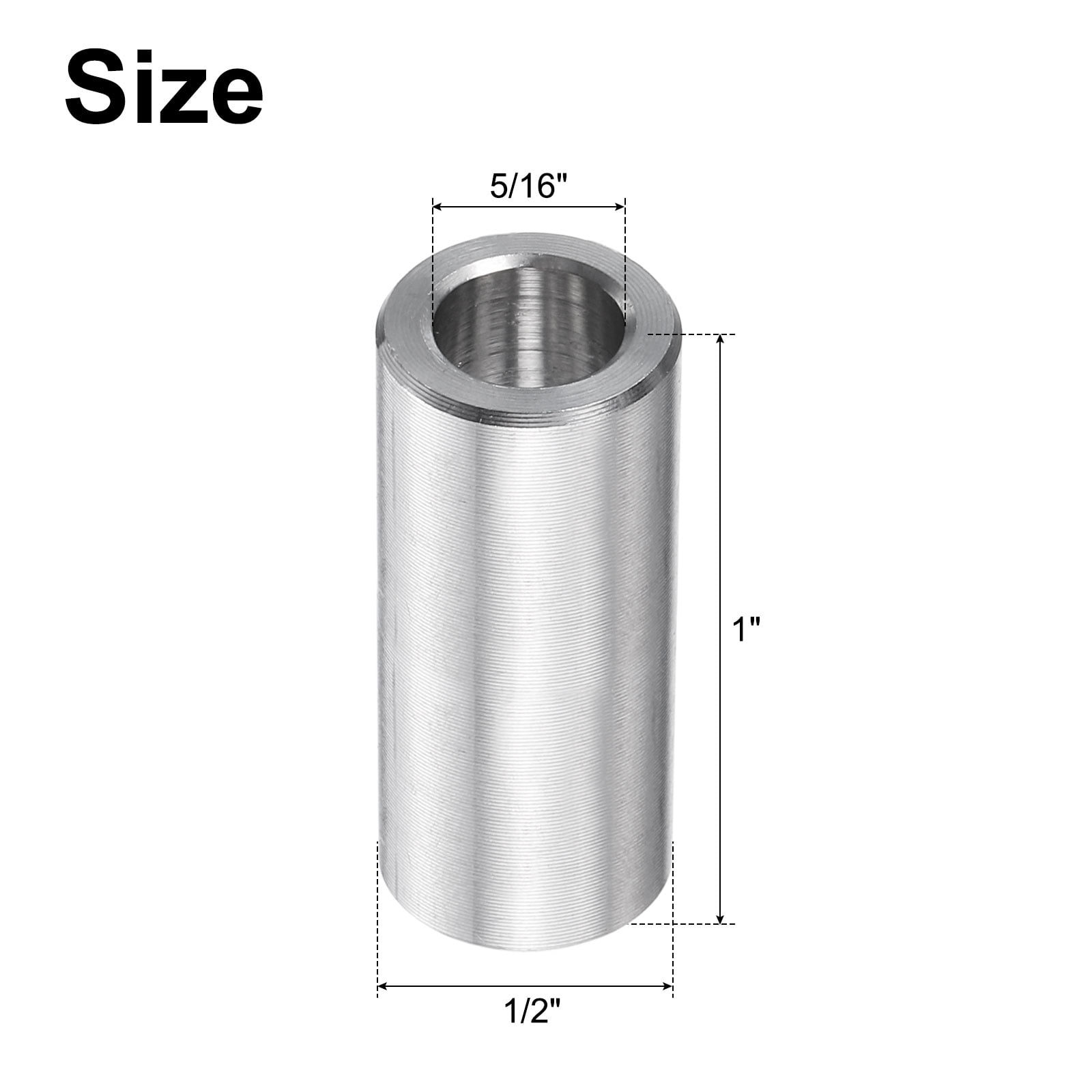 25 Packs Stainless Steel Spacer 5/16" Bore x 1/2" OD x 1" Length