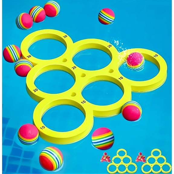 2025 New Swimming Pool Toys and Games, Floating Pool Throwing Game Pool Toys Summer Swimming Pool Toys Accessories with 12 Colorful Tossing Balls Funny Pool Toys Gift for family or friends(Triangle)