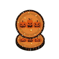 Halloween Pumpkin Party Paper Plates – 10-Pack 9 Inch Disposable Plates, Multicolor Round Paper Tableware for Halloween Parties, Trick-or-Treat, Fall Gatherings