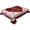 thumbnail image 2 of Valentine Tablecloth Rectangle/Oval Rose Love Heart Red and Black Buffalo Plaid Table Cloth Outdoor Waterproof Tablecloths for Party Indoor Table Cover for Kitchen Home Decoration 60x84in, 2 of 6
