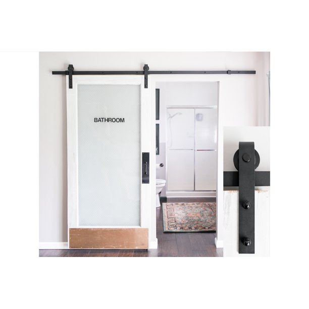 8 Foot Sliding Barn Door Hardware Kit Black Includes Easy Step By Installation Ultra Quiet Successfully Tested Beyond 100 000 Rolls Industrial Strength Com 8 Foot Heavy Duty Sliding Barn Door Hardware Kit Black Includes Easy Step By, Quiet Sliding Door