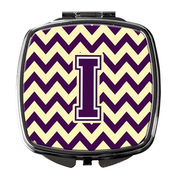 Letter I Chevron Purple and Gold Compact Mirror CJ1058-ISCM