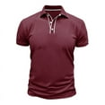 thumbnail image 5 of Men Polo Shirt Beefy Stretch Tops Dressy Short Sleeve Lightweight Jogging Tshirts Textured Shirt Men Work Wine XXL, 5 of 8