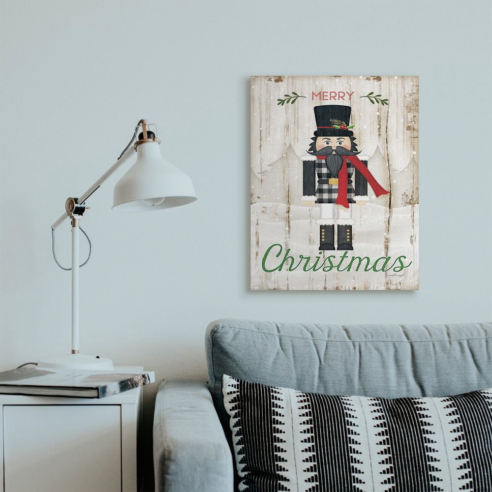 Stupell Indtries Merry Christmas Holiday Phrase Winter Nutcracker Designed by Jennifer Pugh