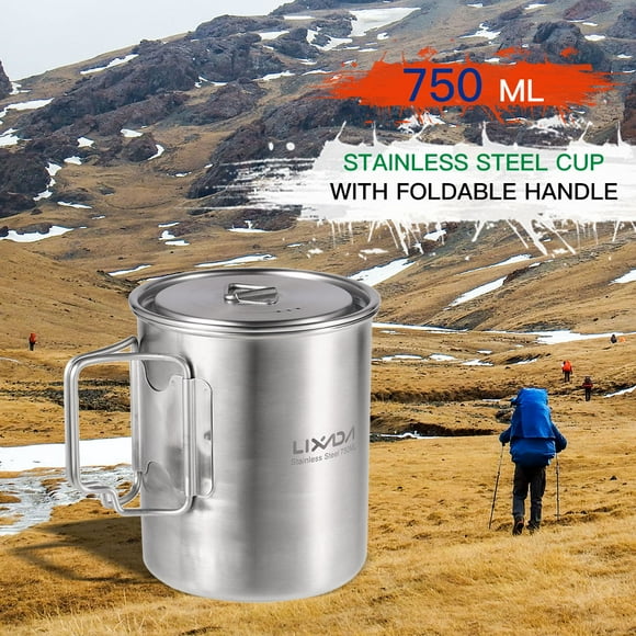 Lixada Stainless steel cup,With Handles And Stainless Steel Water Outdoor Stainless Steel Handles And Lid Water Cup With Cup Outdoor Stainless Steel Water Cup 750ml Cup Outdoor Cup With Handles Qahm