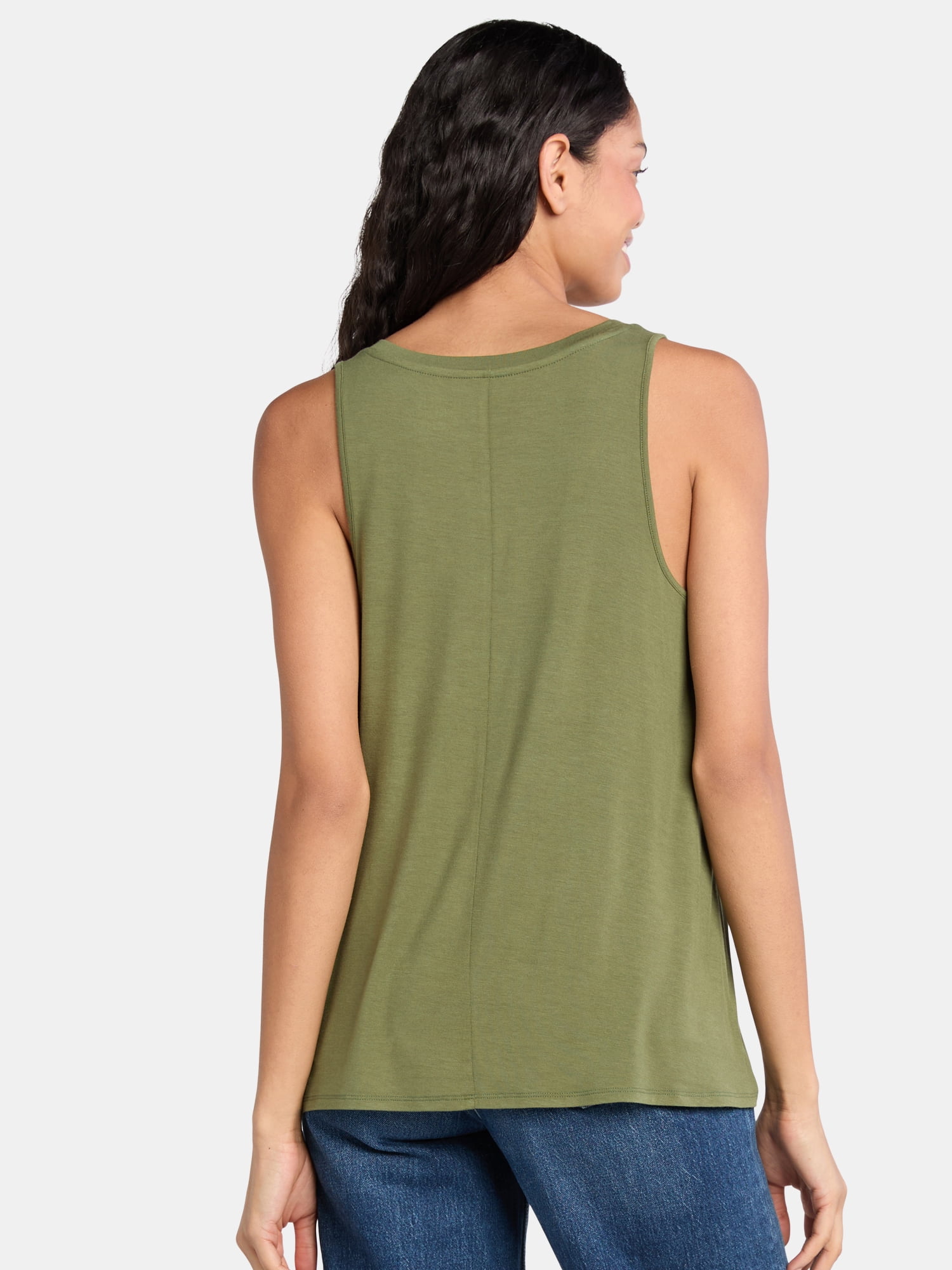 Time and Tru Women's High Low Jersey Tank Top, Sizes XS-XXXL