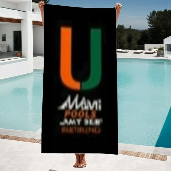 University of Miami Beach Towel - Vibrant Orange & Green ' U ' Perfect for Pool Bath or Travel - Stylish & Functional