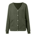 thumbnail image 4 of Fiaer Button Down Oversized Cardigans Sweaters For Women V-Neck Loose Long Sleeve Causal Solid Color Trendy Pocket Spliced Tops Green XXL, 4 of 5