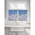 thumbnail image 2 of Half Window Curtain 36 Inches Long, Clouds Window Treatment Curtain Drapes, Blue White Sky Natural Landscape Small Tier Curtains for Bathroom Over Sink, 27.5"x36", 2 Panels, 2 of 7