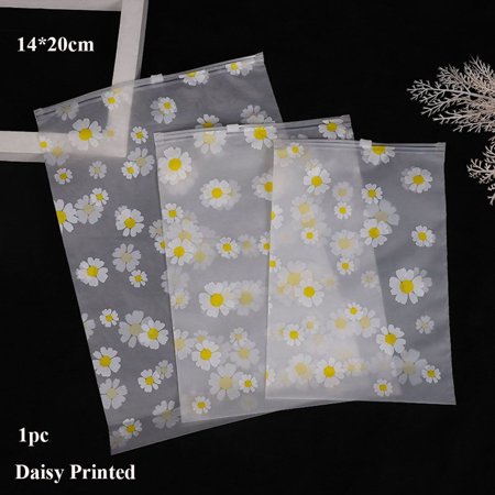 1/5pcs Transparent Cartoon Style Plastic Packing Bag Zip Lock Storage Waterproof Shoes Bag Organizer Pouch Portable Travel Bag Make Up Storage 1PC 14X20CM DAISY