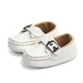 thumbnail image 2 of Splozh Boys Toddler Shoes Baby Dress Shoes Walking Leather Shoes Round Toe Flat Solid Color Soft Sole Toddler Shoes White,US 4, 2 of 9