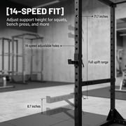 Power Cage, Commercial Grade 1200 Lbs Squat Rack With 14 Adjustable Height Presets, Safety Arms And J-Hooks, Compact Power Rack With Pull-Up Bar for Home Gym Workouts