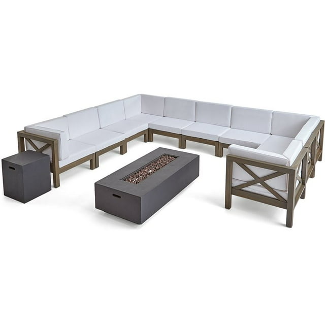 Noble House Brava Canapé Sectionnel en Forme de U 10 Places Gris Blanc/gris Foncé