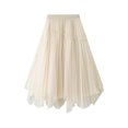 thumbnail image 1 of IROINNID tail Elastic Waist Skirt For Women Mesh Skirt High Waist Irregular Beaded Ball Half Solid Color Skirt, 1 of 8