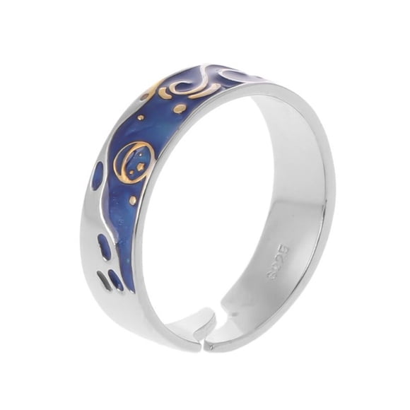 Anillo abierto de cielo nocturno, exquisito estilo Simple y elegante, decoración de manos, decoraciones de joyería, anillos para adultos, Ropa, zapatos y accesorios Miscelánea para los hombres Qarigey AP015042-01