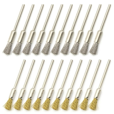 20Pcs Extended Small Wire Brush Cleaning End Brushes Pen Wire Brush Polishing Rotary Tool Accessories Enduring