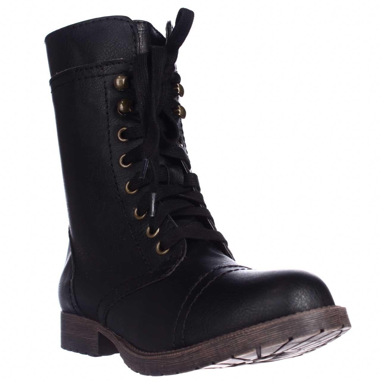 Womens Rampage Jeliana Combat Military Boots - Black - Walmart.com