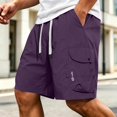 thumbnail image 2 of Riecok Men Cargo Shorts with Pockets Elastic Waist Drawstring Quick Dry Workout Shorts Solid Summer Hiking Clothes, 2 of 8