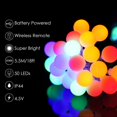 thumbnail image 3 of Cadena de luces LED, 50 luces LED con batería de 18 pies, 8 modos con control remoto, luces de cadena de hadas estrelladas de globo impermeables para dormitorio, jardín, Ch, 3 of 5