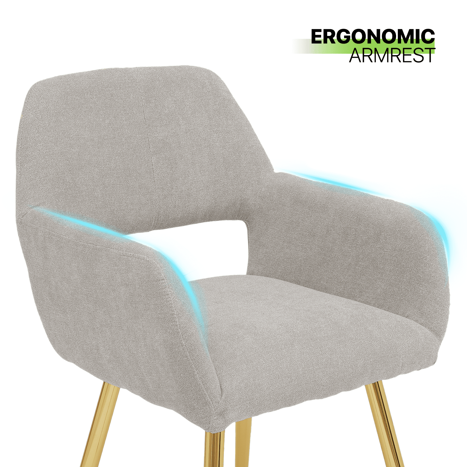 Magshion Upholstered Kitchen Dining Chairs Set of 2, Modern Fabric Small Accent Arm Chairs with Metal Legs, for Living Dining Room, Beige
