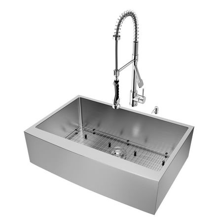 Vigo All In One 33 Farmhouse Stainless Steel Kitchen Sink And Chrome Faucet Set