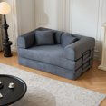 thumbnail image 3 of CQSXDA Foldable 59 Inch Corduroy Sofa Bed With Cylindrical Pillow And Fixed Frame For Living Room Or Bedroom Use, Gray, 3 of 16