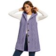thumbnail image 3 of Jsaierl Women's Cable Knit Hooded Long Vest Button Down Sleeveless Cardigan Cozy Fall Winter Layering Outwear, 3 of 10