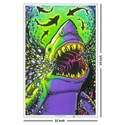 Scorpio Posters Shark Attack Flocked Blacklight Poster 23 x 35