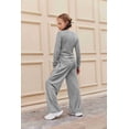 thumbnail image 3 of Arshiner Girls 2 Piece Set Fall Outfits Lounge Sets Ruched Long Sleeve Top Wide Leg Pants Sweatsuit Clothing Set, 3 of 6
