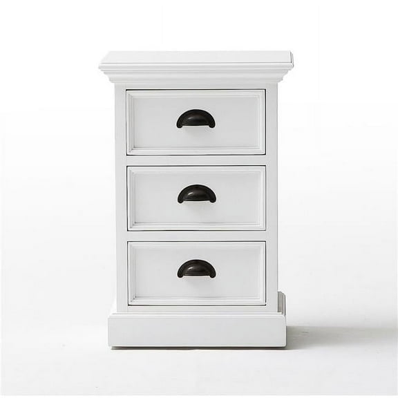Infinita Halifax White Mahogany Nightstand- 3 Drawers