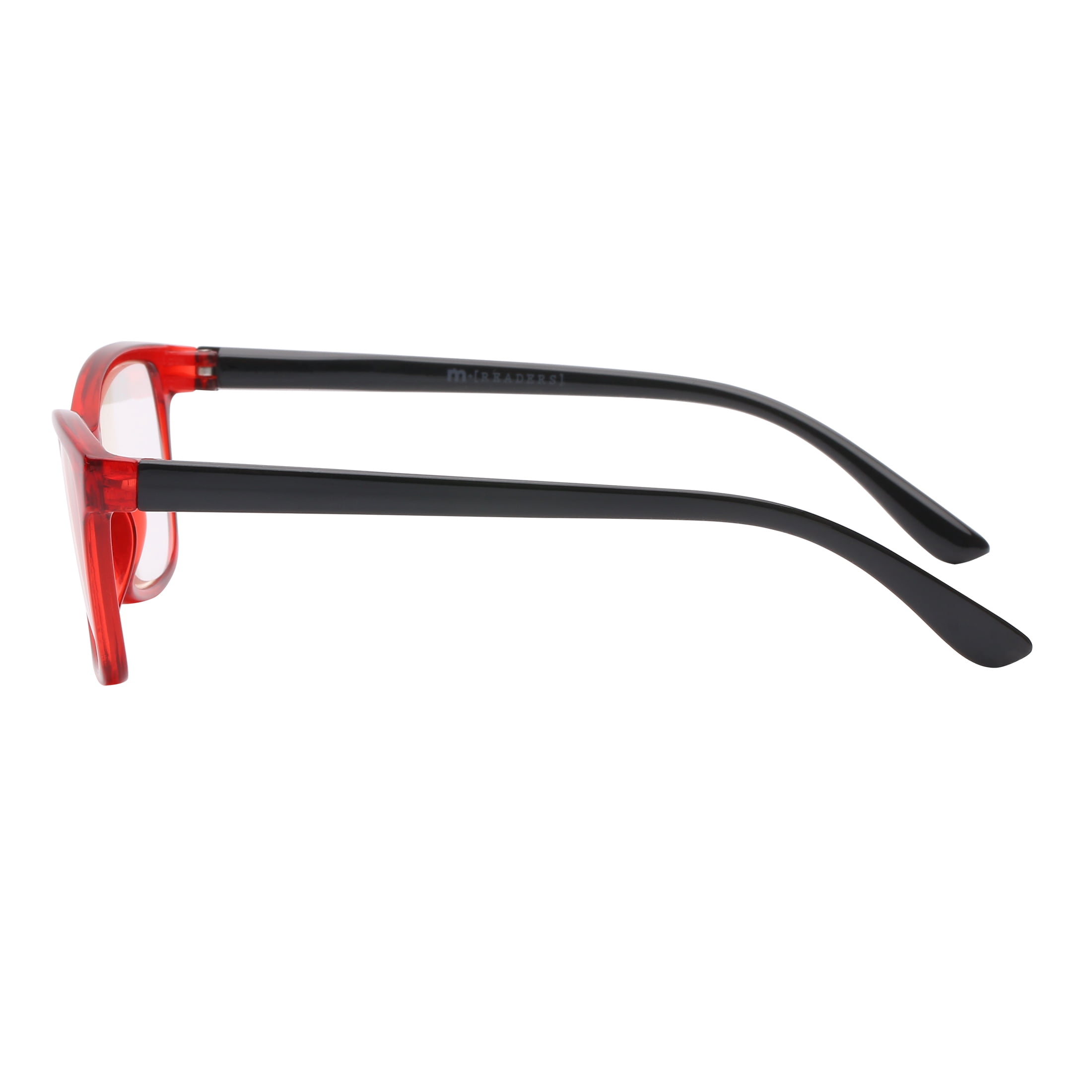 (2 pack) M+ Womens Spring Hinge Plastic Reading Glasses Cryrd 1.50 Rosa in Crystal Red with Pouch