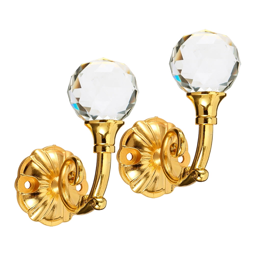 Willstar 2PCS Crystal Curtain Backs Hooks Clear Glass Wall Mounted