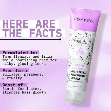 FoxyBae Smooth Sailing Anti-Frizz Finishing Cream - Eliminates Frizz - Replenish & Revive Hair - Sulphate, Paraben, Cruelty-Free Hair Smoothing Cream - Hair Styling Cream For Women & Men, 5 fl oz