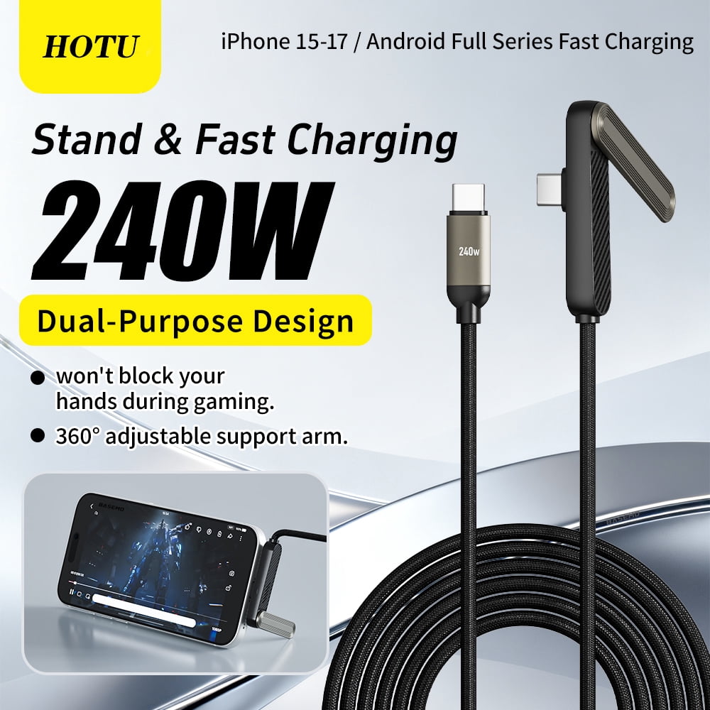 HOTU USB C to USB C Cable 240W Fast Charging Type C Charger Cord (5ft,2Pack)Braided Foldable DurableUSBC Phone Charger Cable for iPhone 17 16 Pro Max  iPad MacBook Samsung S26 S25 Ultra