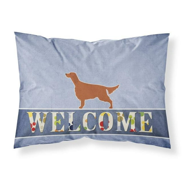 Carolines Treasures BB5497PILLOWCASE Irish Setter Welcome Fabric Standard Pillowcase