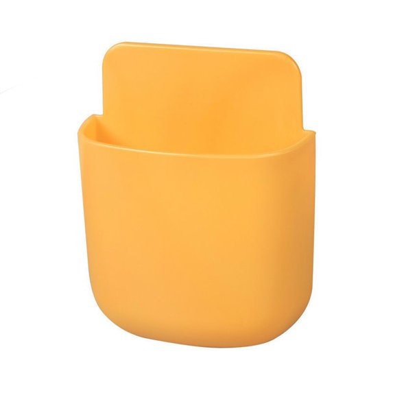 HEVIRGO Storage Box Eco-friendly Punch Free Plastic Wall Mounted Storage Rack for Home Yellow Plastic