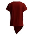 thumbnail image 6 of TYGHBN Women Summer Solid Color Top Knotted Asymmetrical Round Neck Knotted Short Sleeve T Shirt Short Sleeve T Shirt Ladies Long Sleeve T Shirts Long Sleeve T Shirt Tee Shirks for Women Burnout Tee, 6 of 7