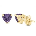 thumbnail image 4 of AFFY 6MM Heart Shape Simulated Purple Alexandrite Stud Earrings In 14K Yellow Gold Over Sterling Silver, 4 of 6