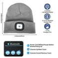 thumbnail image 2 of Viworld Bluetooth Beanie Hat with LED Light Unisex, Headlamp Cap with Headphones USB Rechargeable, Built-in Stereo Speakers & Mic Winter Knitted Night Lighted Music Hat for Hiking, Biking (Hemp Grey), 2 of 7