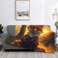 thumbnail image 2 of Honeii Sunset Maple Tree Fox print throw blanket, crafted from cozy cotton flannel, offers versatile home decor as a bedding suitable for all seasons.-80"x60", 2 of 6