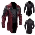 thumbnail image 7 of Lovskoo 2024 Men's Leather Jacket Vintage Leather Jacket Biker Motorcycle Zipper Long Sleeve Coat Black, 7 of 7