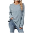 thumbnail image 2 of Lixiuxyad Women's Fashion Long Sleeve Tops Casual Round Neck Ladies Lightweight Top Trendy Flowy,Blue XL, 2 of 7
