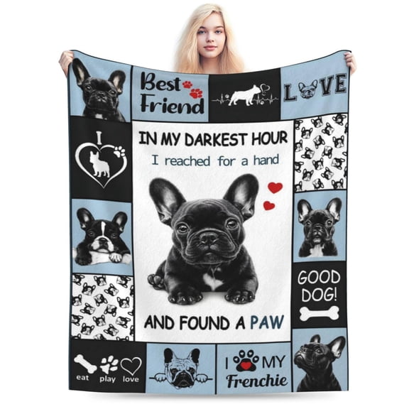 French Bulldog Blanket, Frenchie Throw Blankets, French Bulldog Gifts for Women Men Lover Adult Cozy Fleece Flannel Bedding 50x40